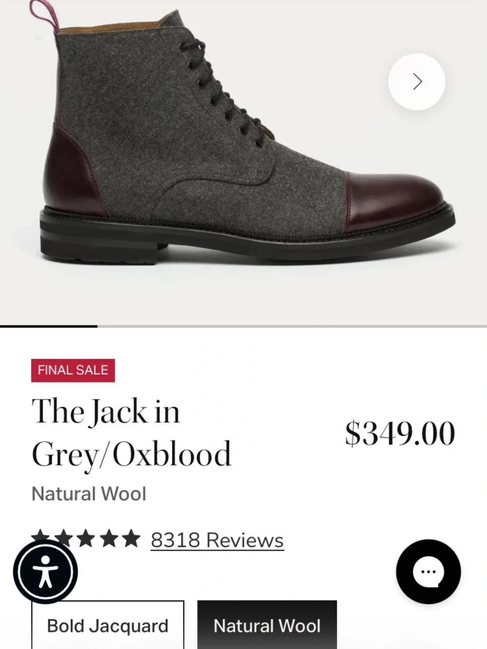 Taft Wool and Oxblood Leather Cap-Toe Boots